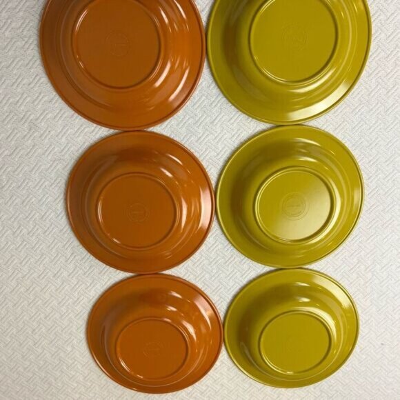 Vintage Melmac Melamine Bowl Set 3 Orange 3 Yellow Serve 6 70s 80s Retro MCM - Picture 12 of 12